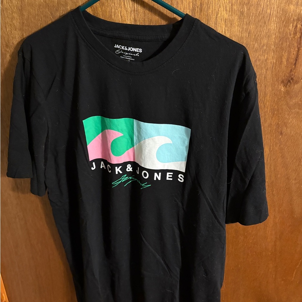 Jack & Jones Black Tee with Wave Design